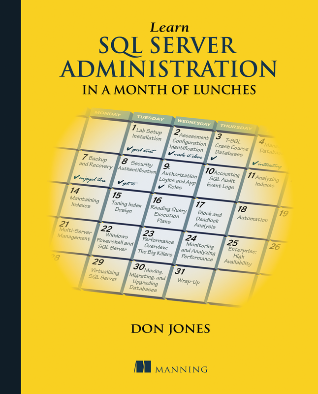 The cover of Learn SQL Server Administration in a Month of Lunches